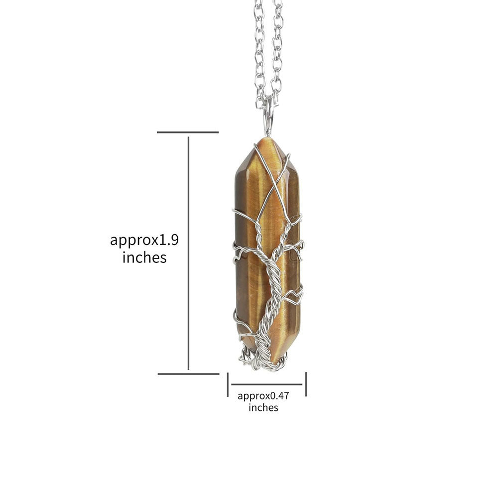 Natural Raw Gemstone Crystal Hexagonal Prism Necklace