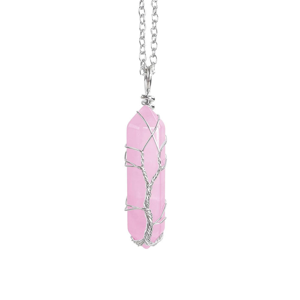 Natural Raw Gemstone Crystal Hexagonal Prism Necklace