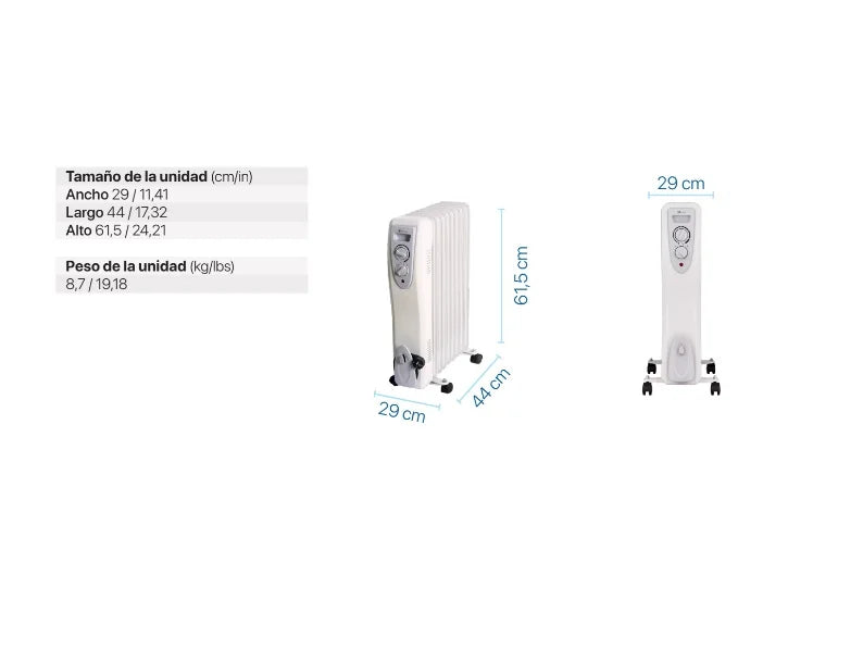 HAVERLAND DENVER22 low consumption thermocharged oil radiator with 1000/2000W portable wheels