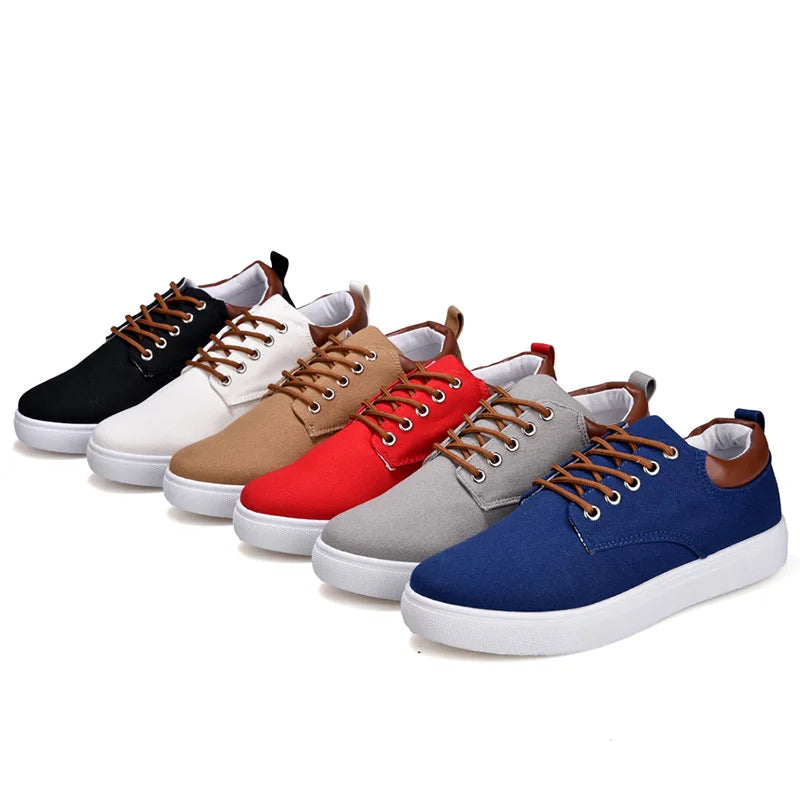 Brand Breathable Male Canvas Sneakers for Men Big Size 46 47 48 Cozy Man Walk Flat Trainers White Black Gray Blue Red Sneakers