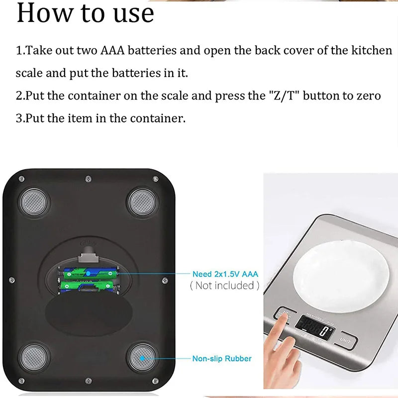 Kitchen Scale Digital 5/10kg 1g Electronic Weight Grams and Ounces Stainless Weighing Balance Measuring Food Coffee Baking Scale