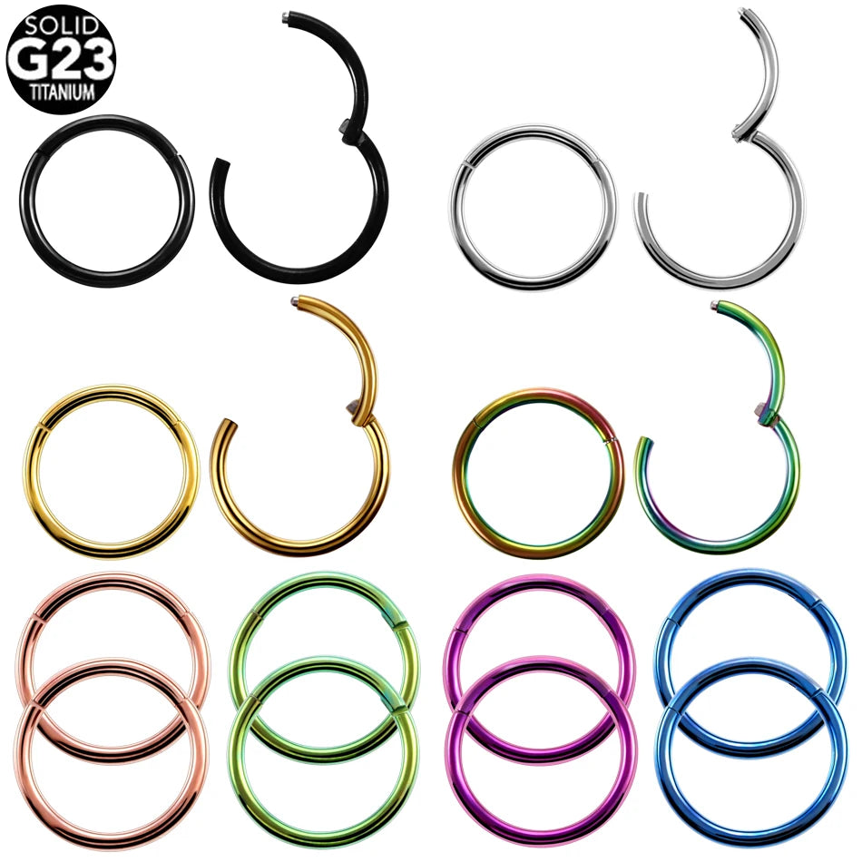 2pcs/lot G23 Titanium Hinged Segment Nose Rings Lip Eyebrow Nipple Clicker Ear Septum Helix Tragus Captive Piercing Body Jewelry