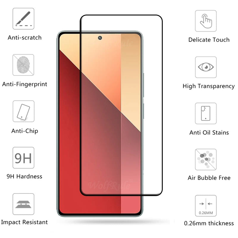 6-in-1 For Redmi Note 13 Pro 4G Glass Xiaomi Redmi Note 13 Pro 4G Glass Full 9H Screen Protector Redmi Note 13 Pro 4G Lens Glass