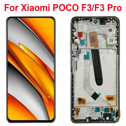 AMOLED 6.67'' For Xiaomi Poco F3/F3 Pro LCD Display  with Frame Touch Panel Digitizer For Poco F3 M2012K11AG Screen Replacement