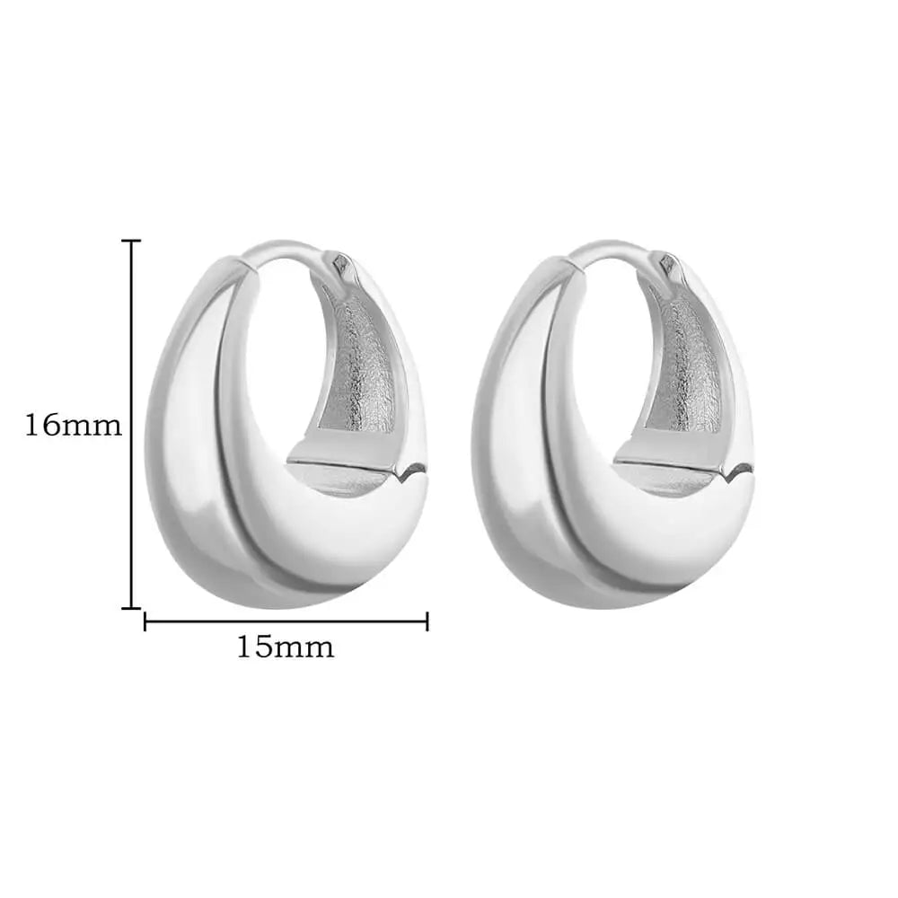 Tear Drop Statement Hoop Earrings For WomenStainless Steel Gold Color Chunky Dome Earring Fashion Korean Jewelry Accessories