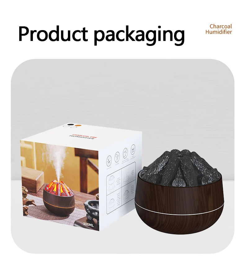 New Charcoal Humidifier Large 300ML Capacity Office Desktop Humidifier Home Small Portable USB Artificial Charcoal Humidifier