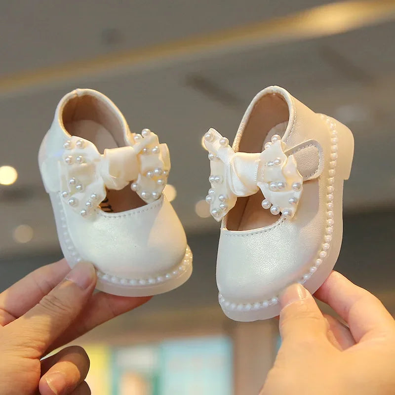 Baby Girls Big Bow Shoes Low Heel Flower Wedding Party Dress Shoes Princess Shoes For Kids Toddler