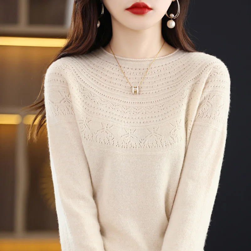 100% sweater women's first-line ready-to-wear cashmere sweater women's loose knitting autumn and winter western style solid colo