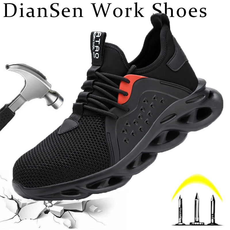 48 Size Steel Toe Cap Light Breathable Sneaker For Men Unisex Work Safety Shoes  Anti-smash And Anti-puncture Safety Sneakers