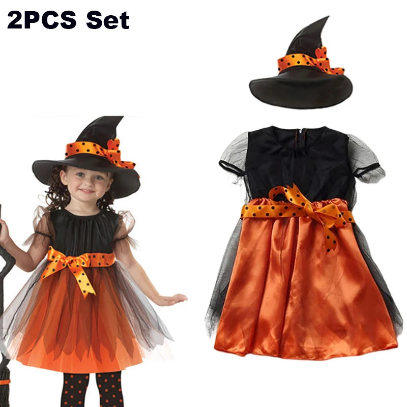 Halloween Costume for Girls Dress Scarlet Witch Vampire Devil Ghost Carnival Party Dress Up Hoodwinked Suit Kids Cosplay Clothes