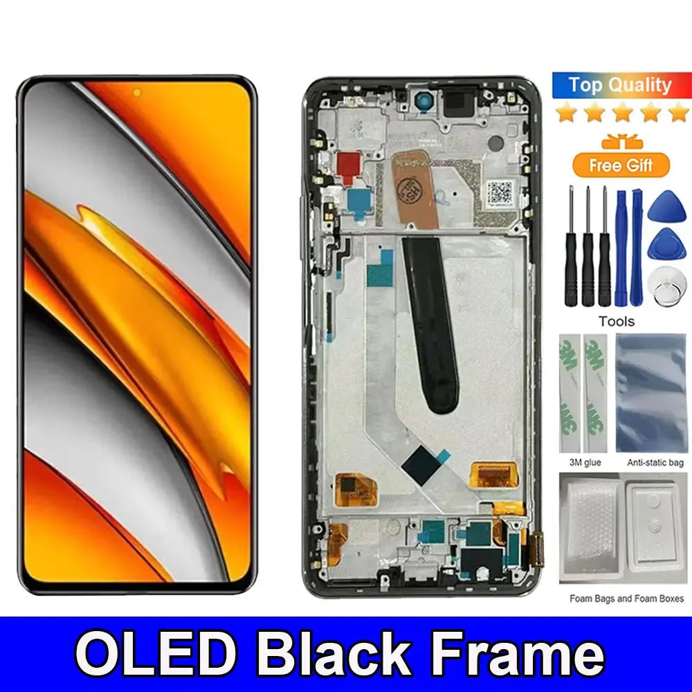 AMOLED 6.67'' For Xiaomi Poco F3/F3 Pro LCD Display  with Frame Touch Panel Digitizer For Poco F3 M2012K11AG Screen Replacement