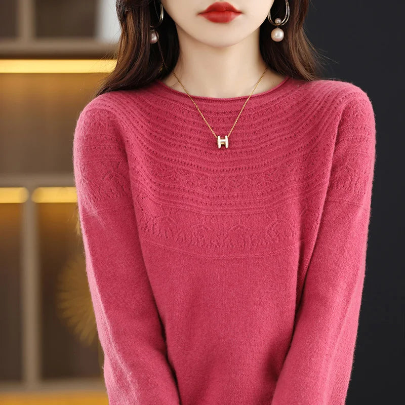 100% sweater women's first-line ready-to-wear cashmere sweater women's loose knitting autumn and winter western style solid colo