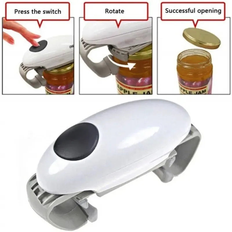 Electric Can Opener Smooth Edge Practical Automatic Jar Bottle Openers Double Ear Can Opener Kitchen Glass Can Opener