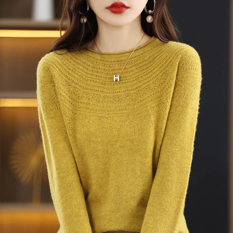 100% sweater women's first-line ready-to-wear cashmere sweater women's loose knitting autumn and winter western style solid colo