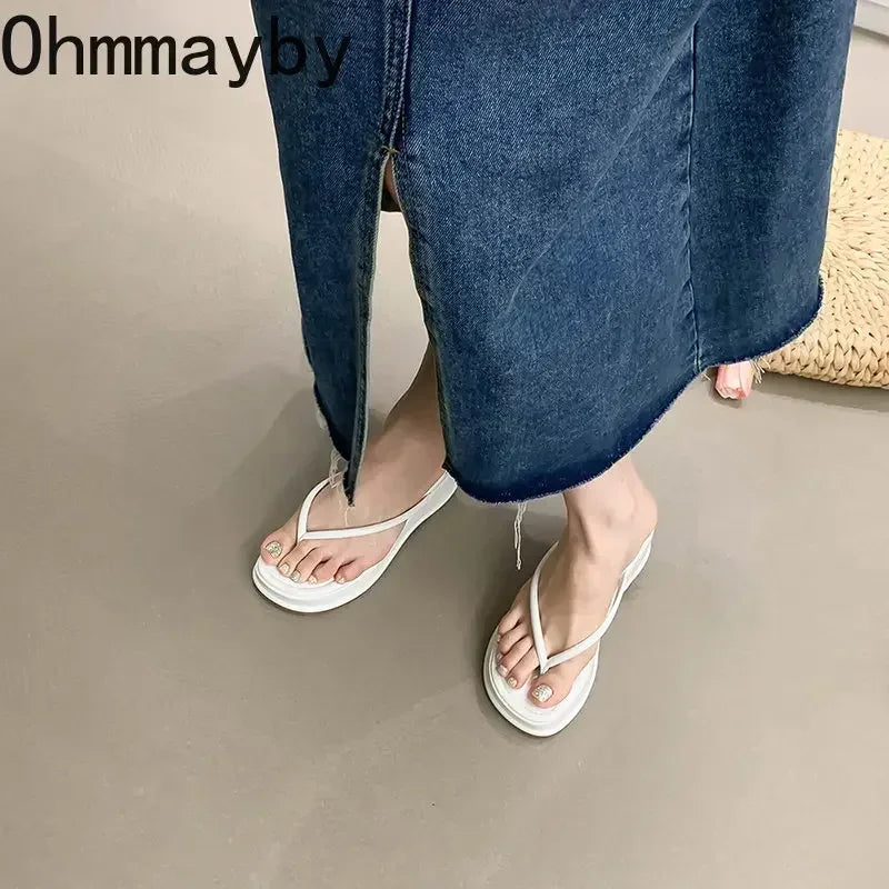 2025 New Wedges Women Slippers Fashion Slip On Open Toe Ladies Elgant Platform High Heel Non Slip Beach Slides Flip Flop