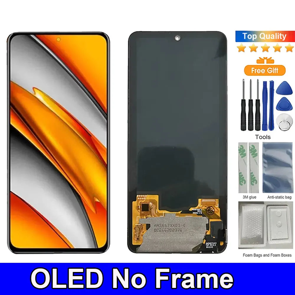 AMOLED 6.67'' For Xiaomi Poco F3/F3 Pro LCD Display  with Frame Touch Panel Digitizer For Poco F3 M2012K11AG Screen Replacement