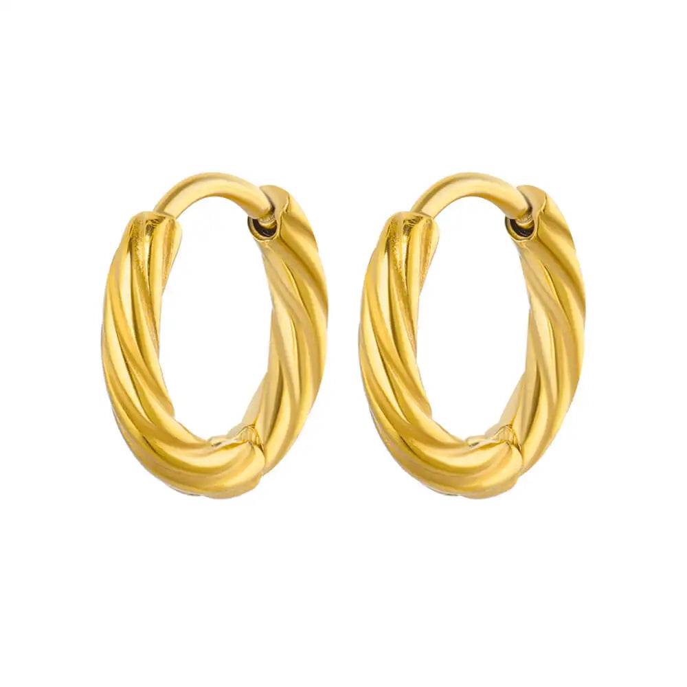 Tear Drop Statement Hoop Earrings For WomenStainless Steel Gold Color Chunky Dome Earring Fashion Korean Jewelry Accessories