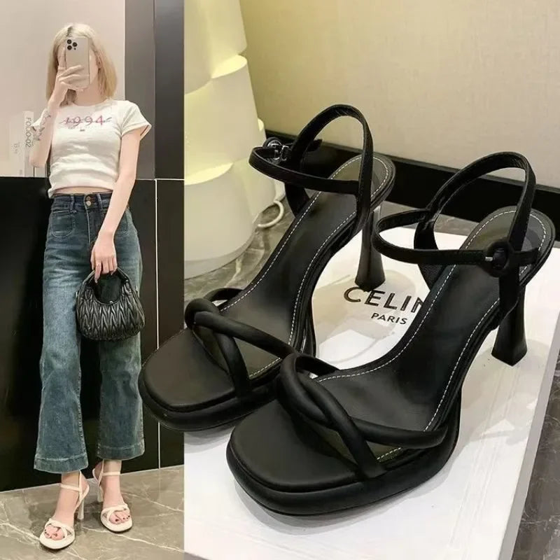 Luxury Designer Summer Women Sandals Fashion Elegant Open Toe Shoes Ladies Outdoor Party Dress High Heel Sandalias