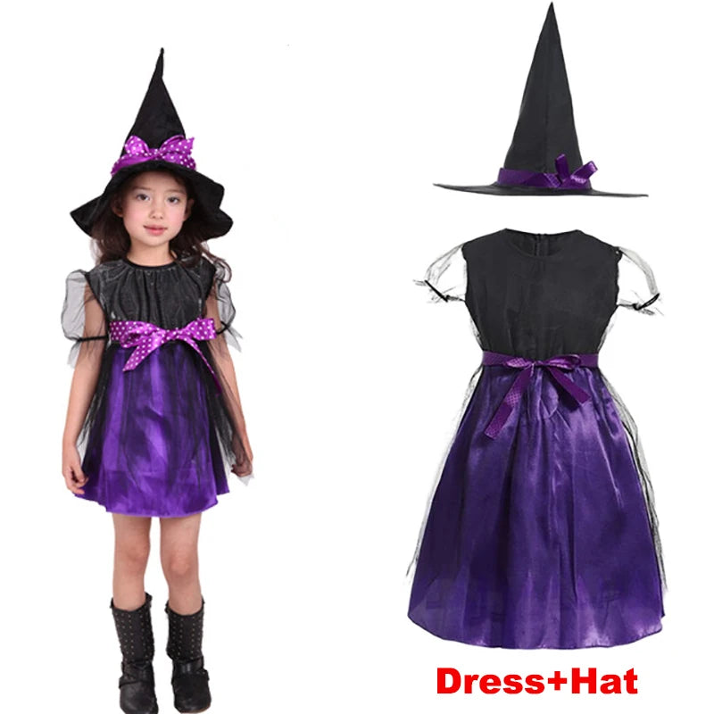 Halloween Costume for Girls Dress Scarlet Witch Vampire Devil Ghost Carnival Party Dress Up Hoodwinked Suit Kids Cosplay Clothes