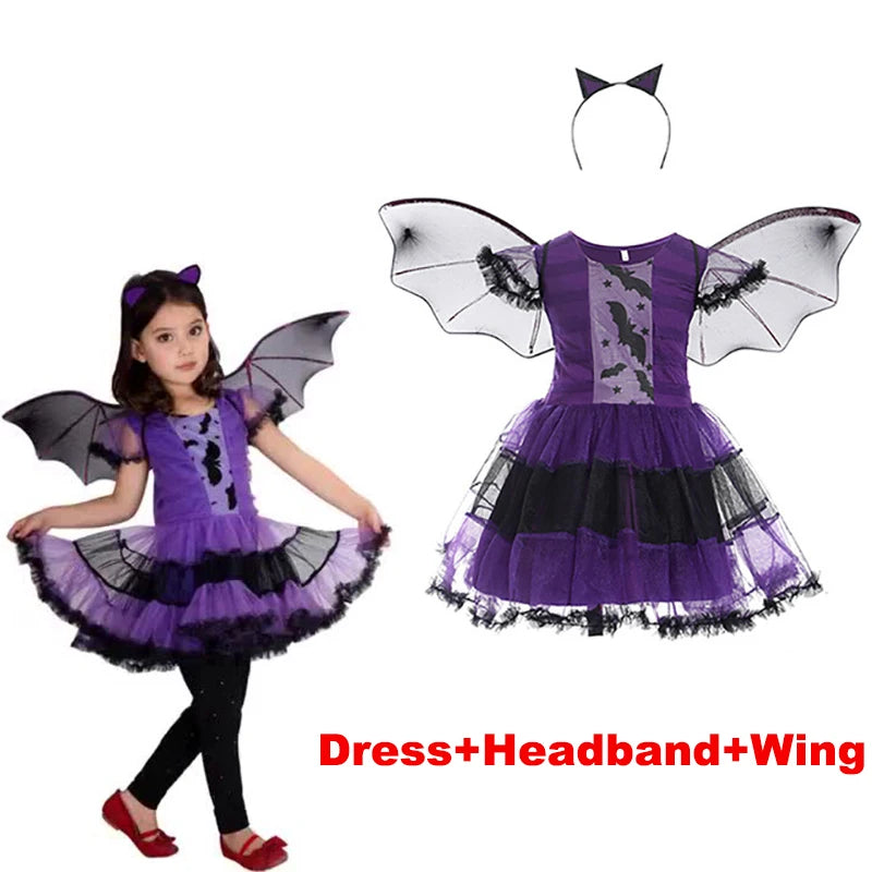 Halloween Costume for Girls Dress Scarlet Witch Vampire Devil Ghost Carnival Party Dress Up Hoodwinked Suit Kids Cosplay Clothes