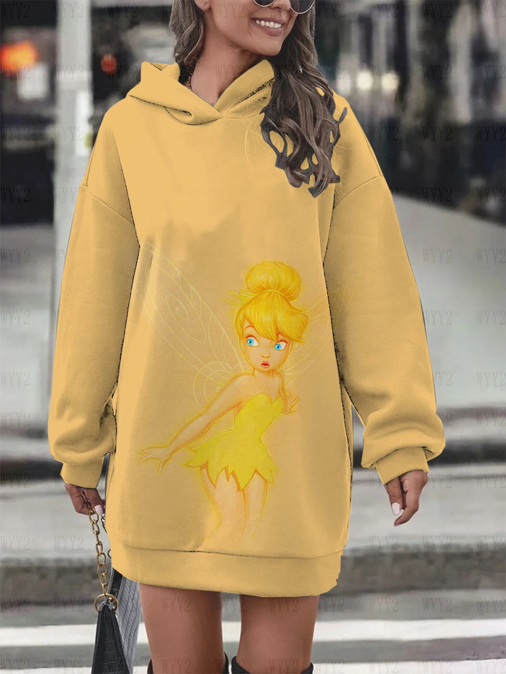 Disney Wonder Fairy Print Hoodie Sweatshirt Dress Casual Street Simple Style Fashion Ladies Sweatshirt Dress Party Dress