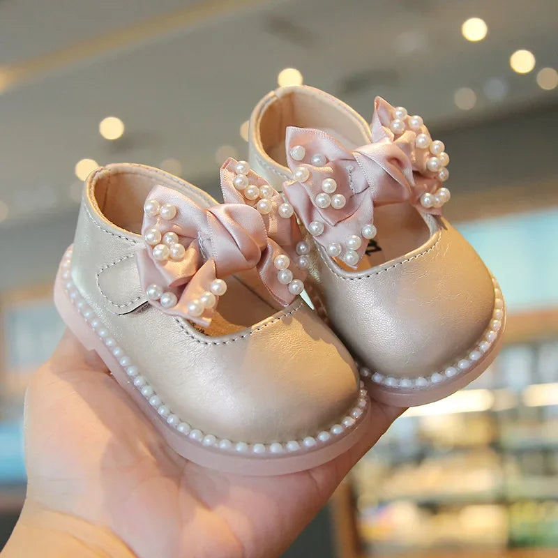 Baby Girls Big Bow Shoes Low Heel Flower Wedding Party Dress Shoes Princess Shoes For Kids Toddler