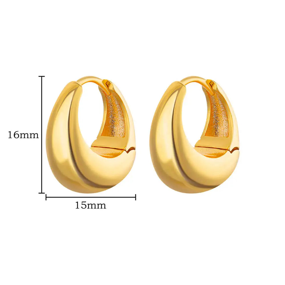 Tear Drop Statement Hoop Earrings For WomenStainless Steel Gold Color Chunky Dome Earring Fashion Korean Jewelry Accessories