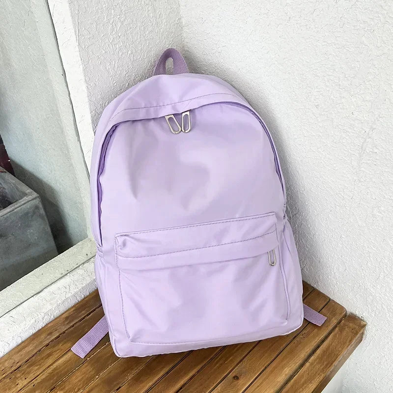 High Quality New Waterproof Nylon Women Backpack Female Travel Bag Backpacks Schoolbag for Teenage Girls Solid Color Bookbag