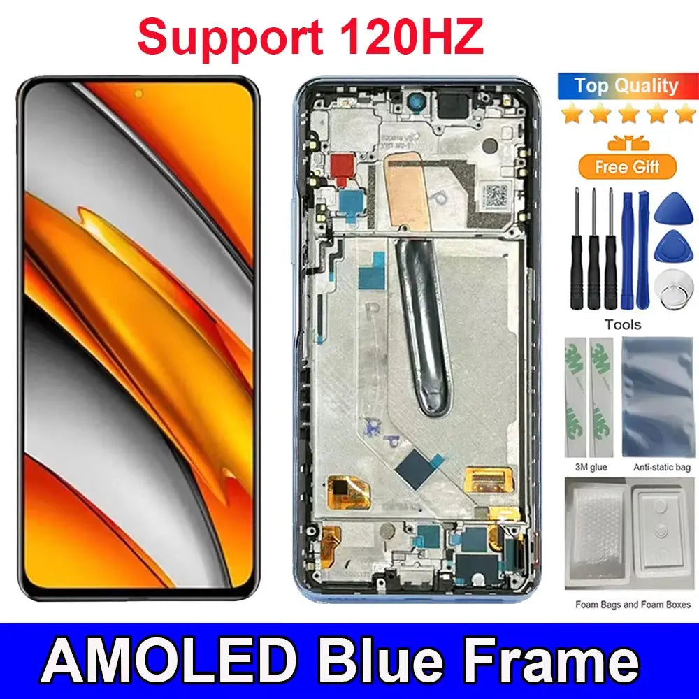 AMOLED 6.67'' For Xiaomi Poco F3/F3 Pro LCD Display  with Frame Touch Panel Digitizer For Poco F3 M2012K11AG Screen Replacement