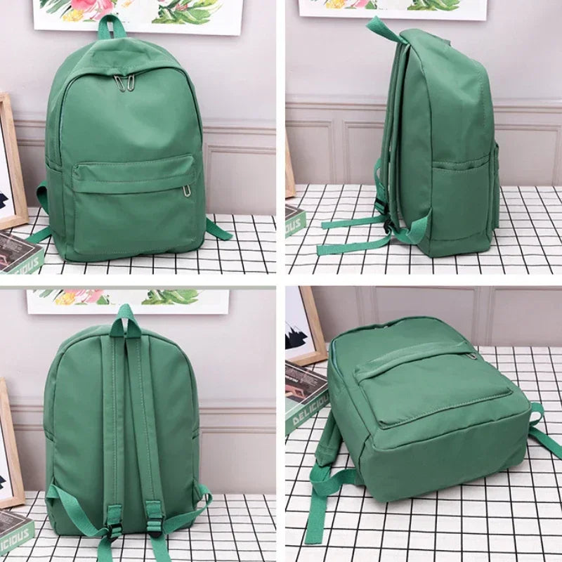 High Quality New Waterproof Nylon Women Backpack Female Travel Bag Backpacks Schoolbag for Teenage Girls Solid Color Bookbag