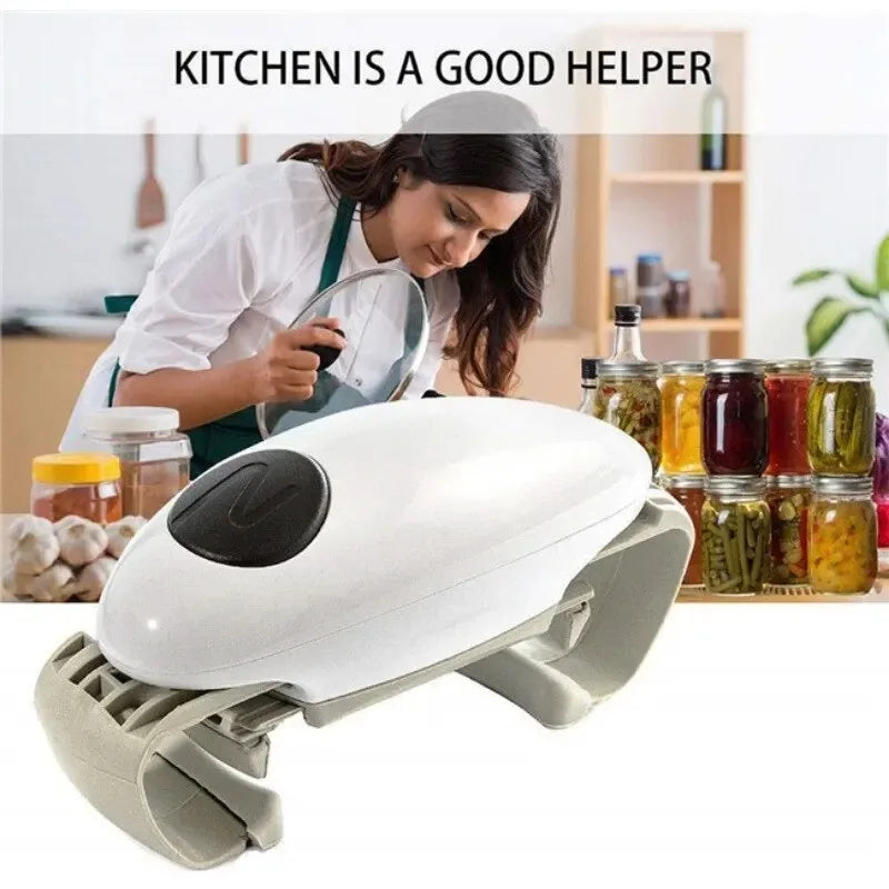 Electric Can Opener Smooth Edge Practical Automatic Jar Bottle Openers Double Ear Can Opener Kitchen Glass Can Opener