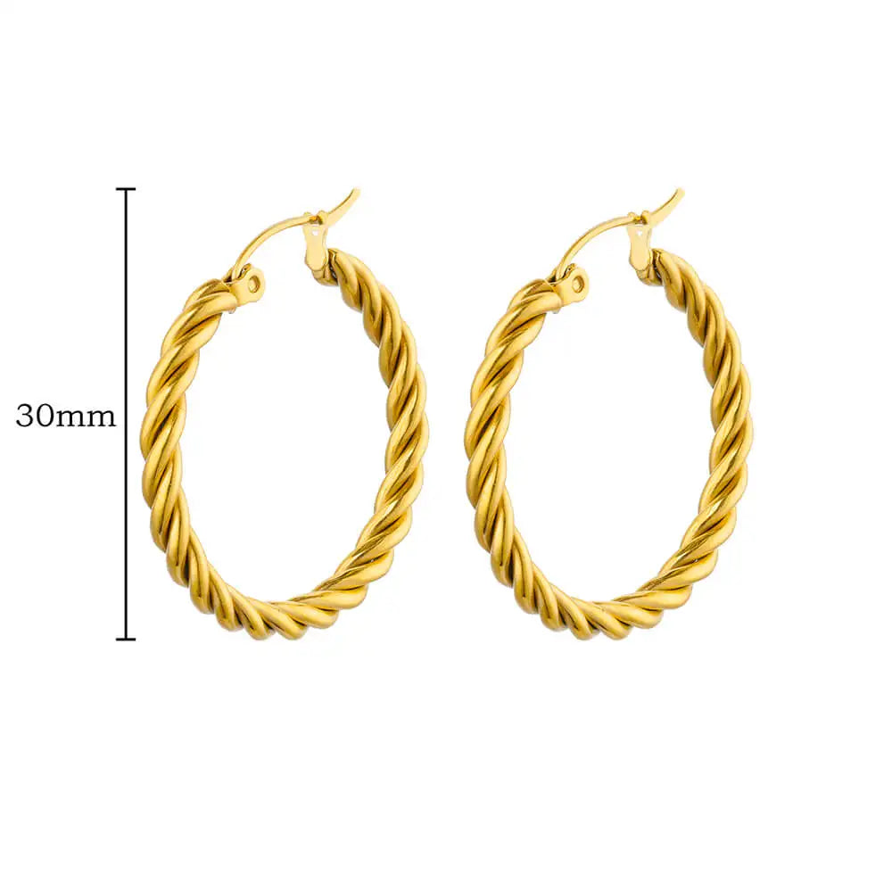 Tear Drop Statement Hoop Earrings For WomenStainless Steel Gold Color Chunky Dome Earring Fashion Korean Jewelry Accessories