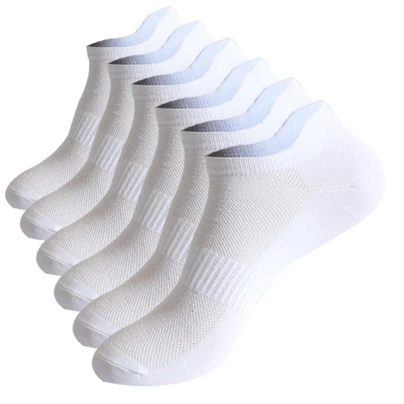 6 Pairs Ankle Socks Womens and Mens Couple Student Cotton Ear New Plus Size Mesh Athletic Sports Running Solid Color Boat Socks