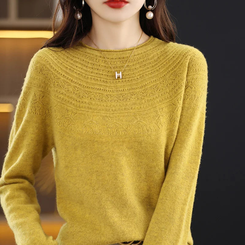 100% sweater women's first-line ready-to-wear cashmere sweater women's loose knitting autumn and winter western style solid colo