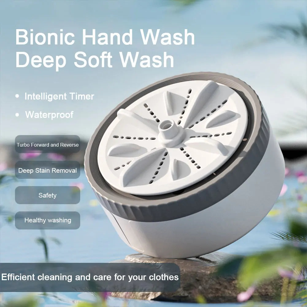 Automatic Clothes Washing Machine USB Rechargeable Turbine Washing Machine Auto-Off Lightweight for Travel Trip Apartment