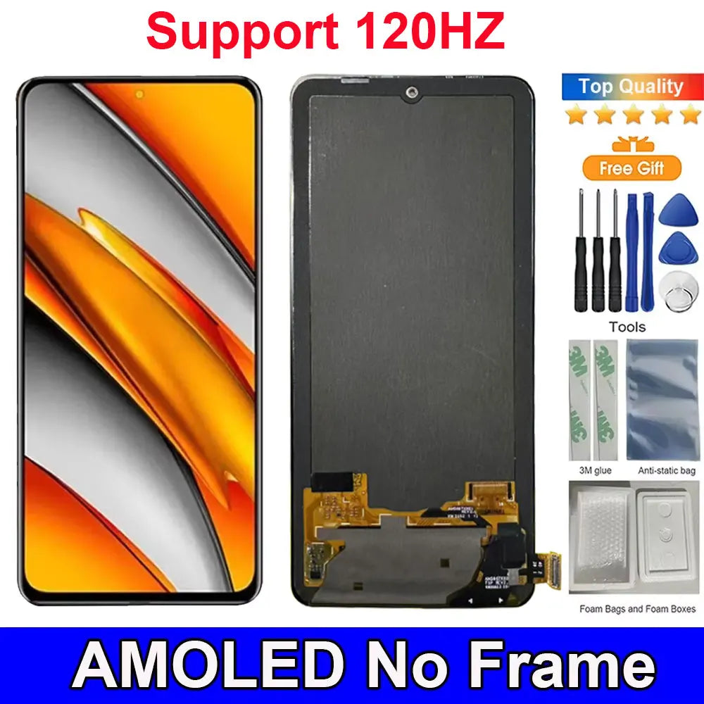 AMOLED 6.67'' For Xiaomi Poco F3/F3 Pro LCD Display  with Frame Touch Panel Digitizer For Poco F3 M2012K11AG Screen Replacement