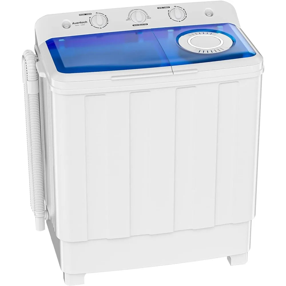 Portable Washing Machine, 28lbs Twin Tub Mini Compact Laundry Machine with Drain Pump, Semi-automatic for Dorms, Apartments, RVs