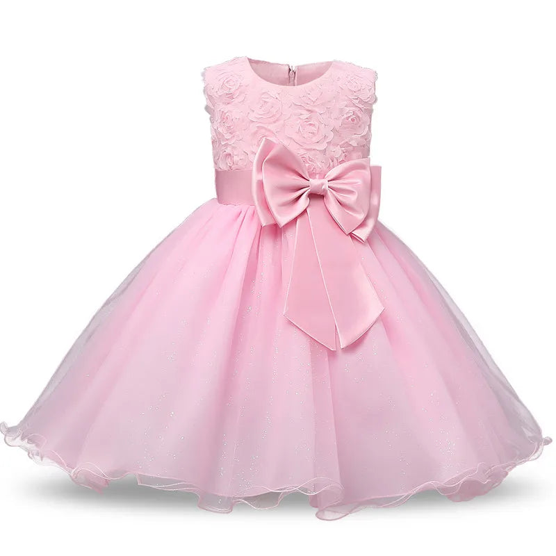 Princess Girl Dress Wedding Birthday Party Frocks for Children Costume With Bow Prom Ball Gown Elegant Party Dress For Girls