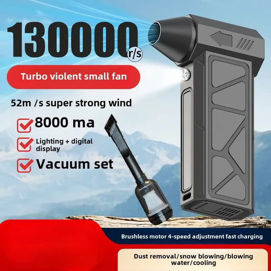 Violent Fan 130000RPM Powerful Air Blower Vacuum Dust Cleaner Type-C Charging Strong Winds 53m/s Brushless Turbo Jet Blower