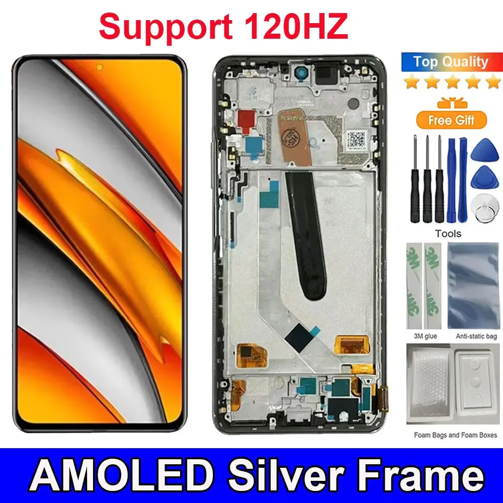 AMOLED 6.67'' For Xiaomi Poco F3/F3 Pro LCD Display  with Frame Touch Panel Digitizer For Poco F3 M2012K11AG Screen Replacement